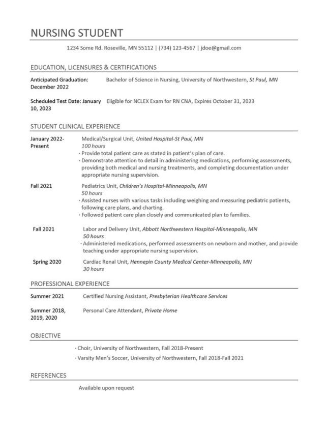 Nursing Resume Writing Guide | University of Northwestern, St. Paul